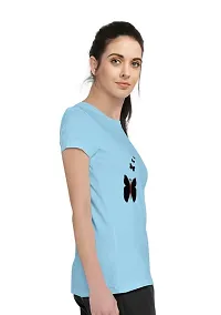 Stylimo Women's Slim Fit Sky Blue Butterfly T-Shirt_XL-thumb2