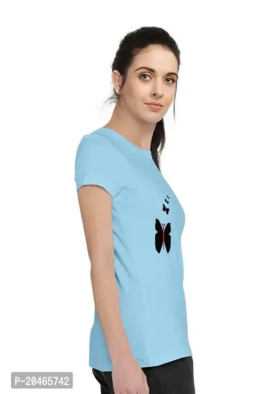 Stylimo Women's Slim Fit Sky Blue Butterfly T-Shirt_XL-thumb3