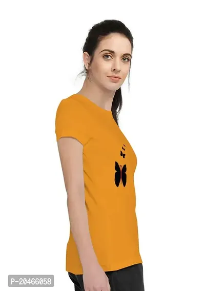 Stylimo Women's Slim Fit Mustard T-Shirt_S-thumb3