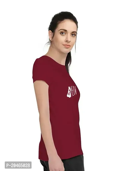 Stylimo Women's Slim Fit Red Meow T-Shirt_L-thumb2