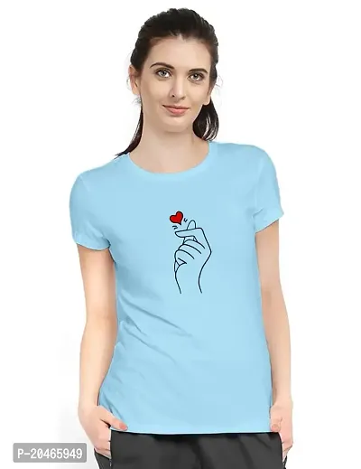 Stylimo Women's Slim Fit Sky Blue Chutki T-Shirt_L