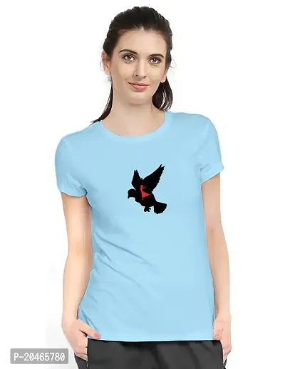 Stylimo Women's Slim Fit Sky Blue Flying Girl T-Shirt_S-thumb1