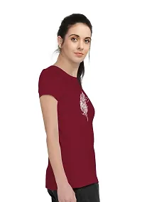 Stylimo Women's Slim Fit Red Feather T-ShirtM-thumb2