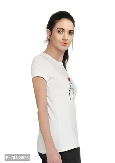 Stylimo Women's Slim Fit White Chutki T-Shirt_S-thumb2