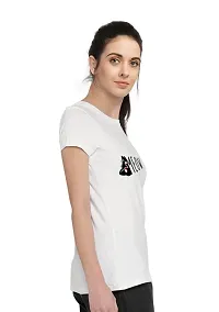 Stylimo Women's Slim Fit White Meow T-Shirt_XL-thumb2