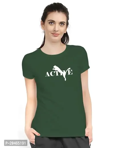 Stylimo Women's Slim Fit Green Active T-Shirt_M-thumb1