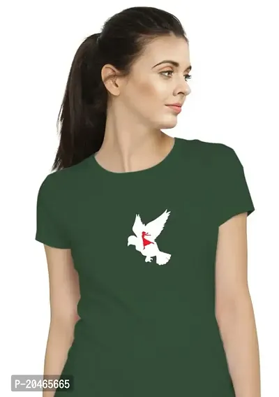 Stylimo Women's Slim Fit Green Flying Girl T-Shirt_S-thumb5