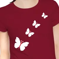 Stylimo Women's Slim Fit Red Butterfly T-Shirt_S-thumb5