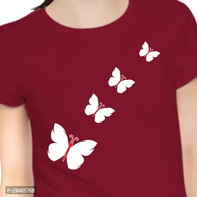 Stylimo Women's Slim Fit Red Butterfly T-Shirt_S-thumb6