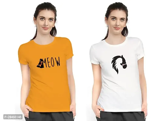 Stylimo Women's Slim Fit 22_Meow, Hoesh 2nd Combo T-Shirt_S