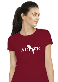 Stylimo Women's Slim Fit Red Active T-Shirt_S-thumb4