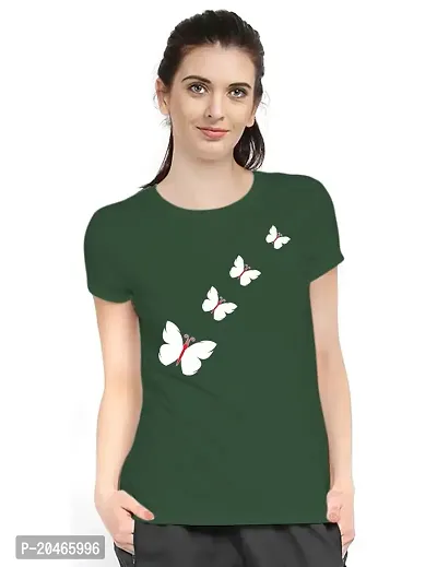 Stylimo Women's Slim Fit Green Flying Girl T-Shirt_XL