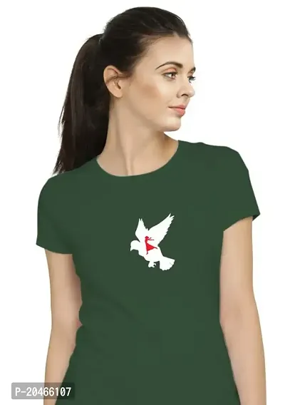 Stylimo Women's Slim Fit Green Flying Girl T-Shirt_M-thumb4