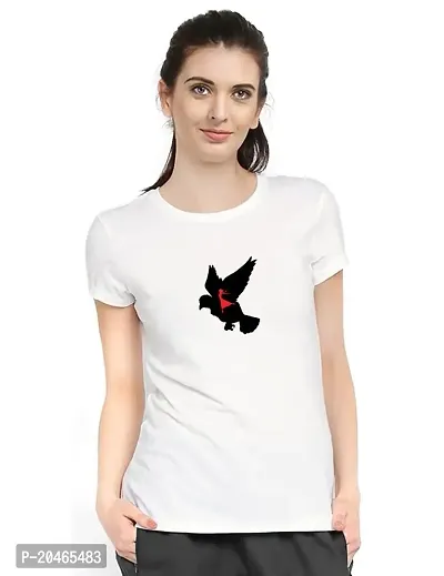 Stylimo Women's Slim Fit White Flying Girl T-Shirt_S-thumb0