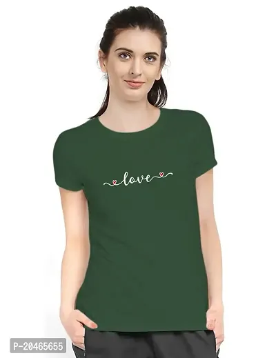 Stylimo Women's Slim Fit Green Love T-Shirt_XL