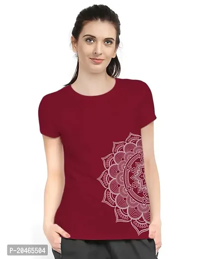 Stylimo Women's Slim Fit Red Mandala T-Shirt_M