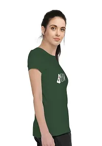 Stylimo Women's Slim Fit Green Meow T-Shirt_M-thumb1