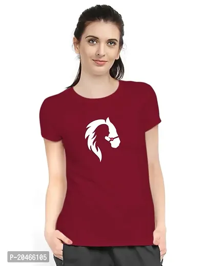 Stylimo Women's Slim Fit Red Horsh Girl T-Shirt_L-thumb1