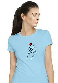 Stylimo Women's Slim Fit Sky Blue Chutki T-Shirt_L-thumb3