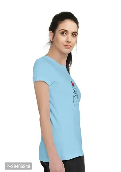 Stylimo Women's Slim Fit Sky Blue Chutki T-Shirt_L-thumb2