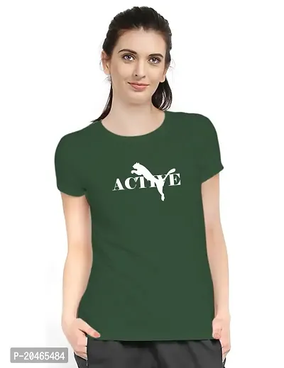 Stylimo Women's Slim Fit Green Active T-Shirt_L