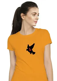 Stylimo Women's Slim Fit Mustard Flying Girl T-Shirt_S-thumb4