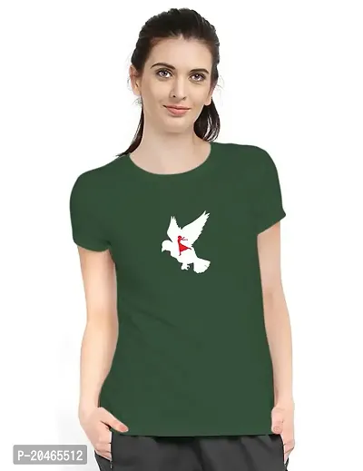 Stylimo Women's Slim Fit Green Flying Girl T-Shirt_L