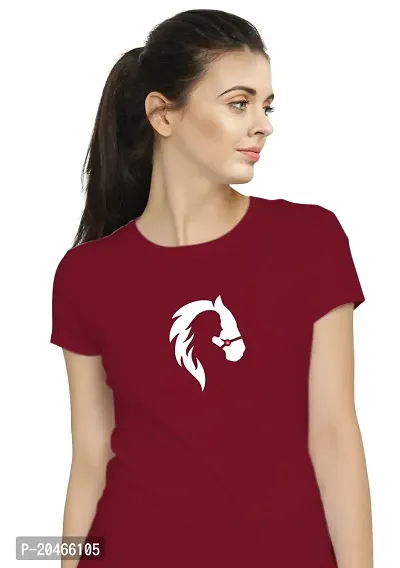 Stylimo Women's Slim Fit Red Horsh Girl T-Shirt_L-thumb5