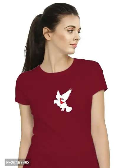 Stylimo Women's Slim Fit Red Flying Girl T-Shirt_XL-thumb5