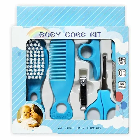 6-Piece Portable Baby Care Kit for Newborns and Toddlers Nursery Grooming Kit, Manicure, and Pedicure Essentials - Blue