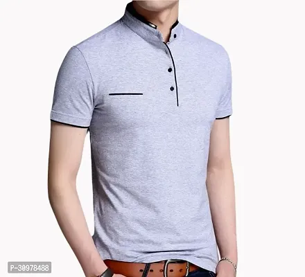 Trendy Cotton Solid Short Sleeves Casual T-shirt for Men-thumb0