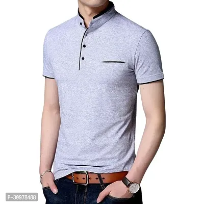 Trendy Cotton Solid Short Sleeves Casual T-shirt for Men-thumb2