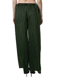 Elegant Green Polycotton Striped Trousers For Women-thumb1