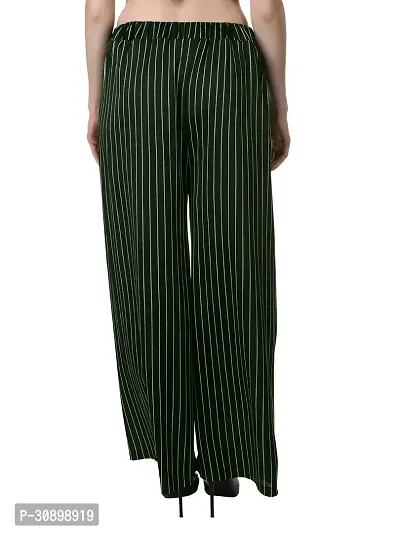 Elegant Green Polycotton Striped Trousers For Women-thumb2