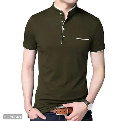 Trendy Cotton Solid Short Sleeves Casual T-shirt for Men-thumb0