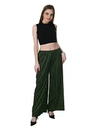 Elegant Green Polycotton Striped Trousers For Women-thumb2