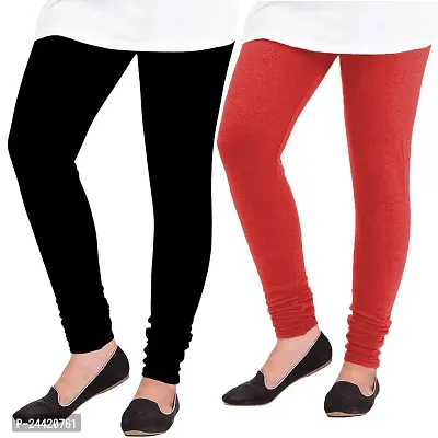 GulGuli Woolen Winter Warm Bottom Wear Leggings for Women / Girls  Combo Pack of 2 (Black and Red)-thumb0