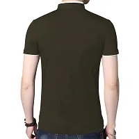 Green Cotton Blend Solid Half Sleeves Casual T-shirt For Men-thumb1