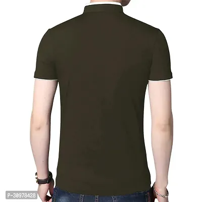 Green Cotton Blend Solid Half Sleeves Casual T-shirt For Men-thumb2