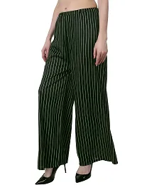 Elegant Green Polycotton Striped Trousers For Women-thumb3