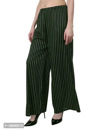 Elegant Green Polycotton Striped Trousers For Women-thumb4