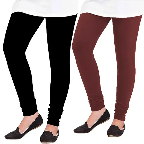 Buy Stylish Multicoloured Polycotton Leggings For Women (Pack of 2) Online  In India At Discounted Prices
