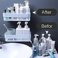 Multi Purpose Wall Mount Bathroom Shelf And Rack For Home And Kitchen Adhesive Sticker Support Without Drilling 4 Bathroom Racks Blue 4 Blue Bathroom Shelf-thumb3