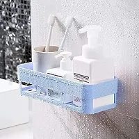 Multi Purpose Wall Mount Bathroom Shelf And Rack For Home And Kitchen Adhesive Sticker Support Without Drilling 4 Bathroom Racks Blue 4 Blue Bathroom Shelf-thumb4