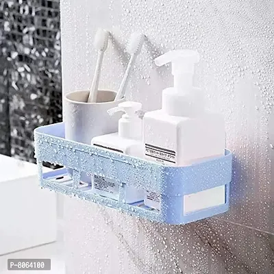 Multi Purpose Wall Mount Bathroom Shelf And Rack For Home And Kitchen Adhesive Sticker Support Without Drilling 4 Bathroom Racks Blue 4 Blue Bathroom Shelf-thumb5