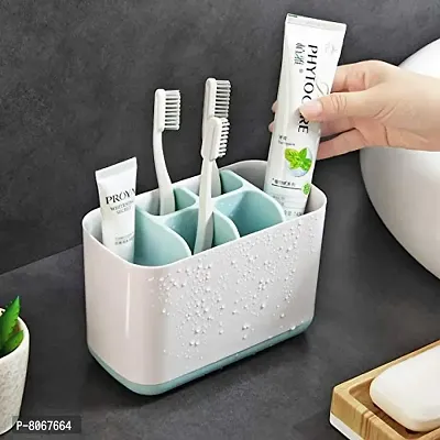 Toothbrush Holder Stand for Bathroom Tongue Cleaner Soap Comb Razor Shaving Kit and Toiletries Cosmetics Organizer