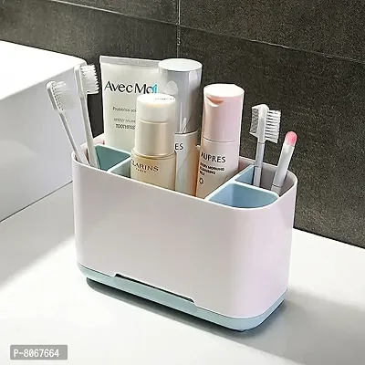 Toothbrush Holder Stand for Bathroom Tongue Cleaner Soap Comb Razor Shaving Kit and Toiletries Cosmetics Organizer-thumb2