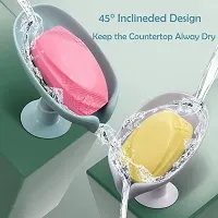 Self Draining Soap Dish Holder, Easy Clean Soap Dish for Shower with Sucti (Multicolor, Leaf-Shape)-thumb1