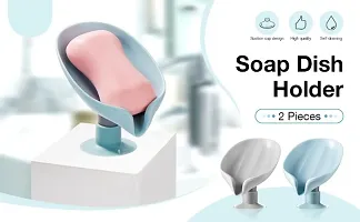 Self Draining Soap Dish Holder, Easy Clean Soap Dish for Shower with Sucti (Multicolor, Leaf-Shape)-thumb3