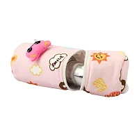 MW PRINTS Soft Plush Stretchable Baby Feeding Bottle Cover with Easy to Hold Strap | Cute Animated Overall Print Suitable for 125ml-250ml (Pink & Yellow)-thumb4